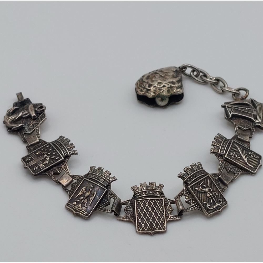Bracelet French Riviera Monaco Cannes Nice Vintage Travel Souvenir Charm Panel